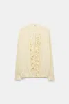 Shop Dorothee Schumacher Striped Silk-viscose Blouson-style Blouse With Ruffles In Yellow
