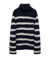 Dorothee Schumacher Fluffy Stripe Zip Turtleneck Sweater In Black