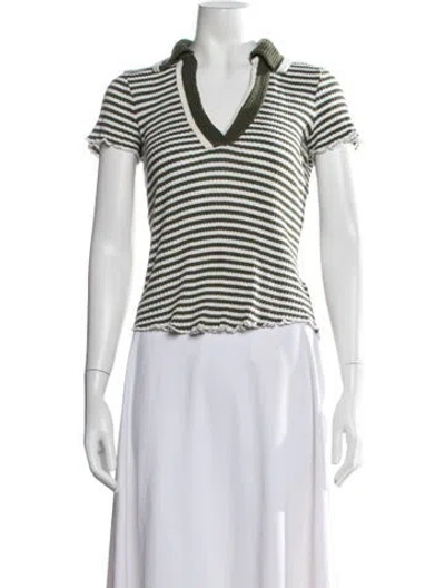 Pre-owned Dorothee Schumacher Striped V-neck Polo In Multi
