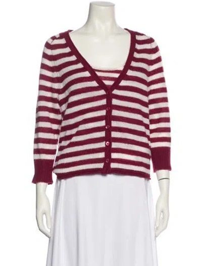 Pre-owned Dorothee Schumacher Striped V-neck Sweater In Multi