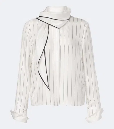 Dorothee Schumacher Stripes With A Twist Silk Twill Blouse In White