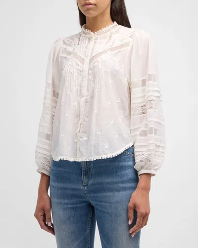 Dorothee Schumacher Stunning Dream Floral-embroidered Blouse In White