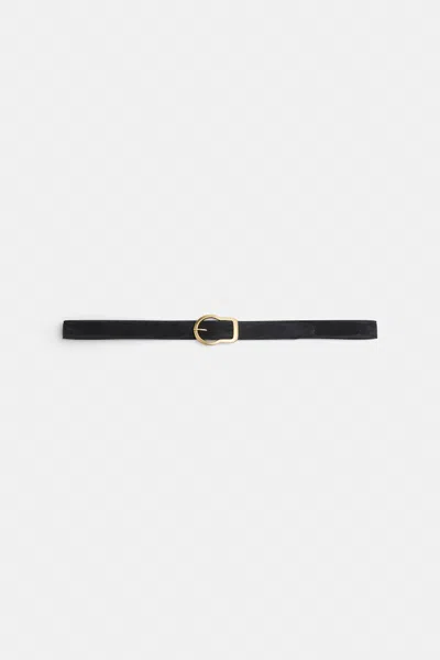 Dorothee Schumacher Suede Belt With Signature Buckle In Black