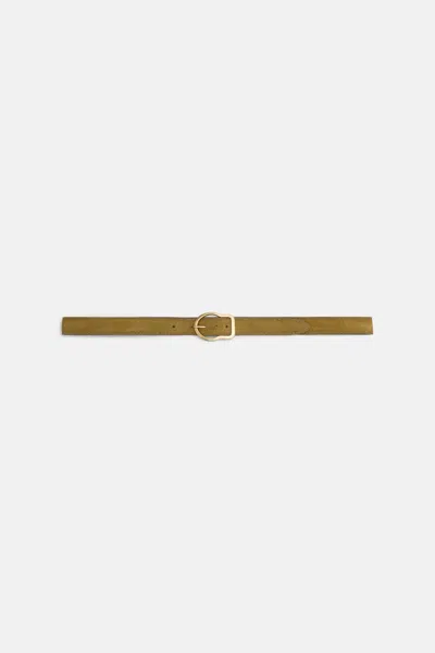 Dorothee Schumacher Suede Belt With Signature Buckle In Neutral