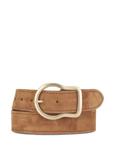 Dorothee Schumacher Suede Buckle Belt In Brown