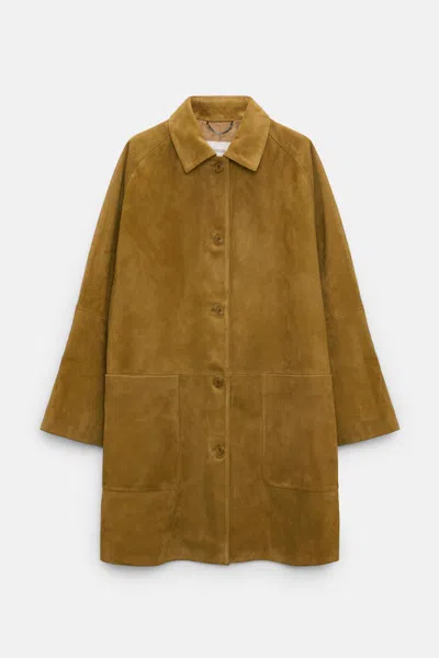 Dorothee Schumacher Suede Coat In Green