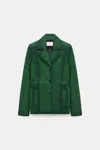 Dorothee Schumacher Suede Jacket With Painted Edges In Green