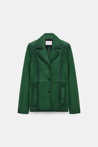 Dorothee Schumacher Suede Jacket With Painted Edges In Green