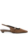 Dorothee Schumacher Micro Heel Suede Slingbacks With D-rings In Brown