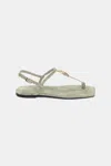 Dorothee Schumacher Suede T-strap Sandals With D-rings In Green