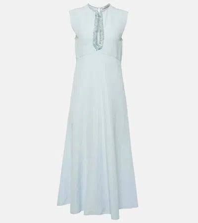 Dorothee Schumacher Summer Cruise Embellished Midi Dress In Blue