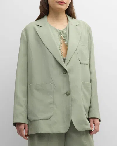 Dorothee Schumacher Summer Cruise Oversized Single-breasted Jacket In Pale Khaki