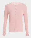 Dorothee Schumacher Linen Blend Ribbed Cardigan In Rose