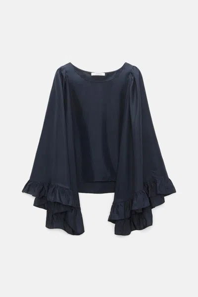 Dorothee Schumacher T-shirt Style Blouse In Habotai Silk In Blue