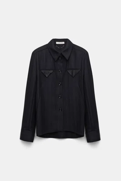 Dorothee Schumacher Tailored Pinstriped Shirt-jacket In Black