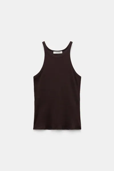 Dorothee Schumacher Tank Top In Luxurious Rib Knit In Brown