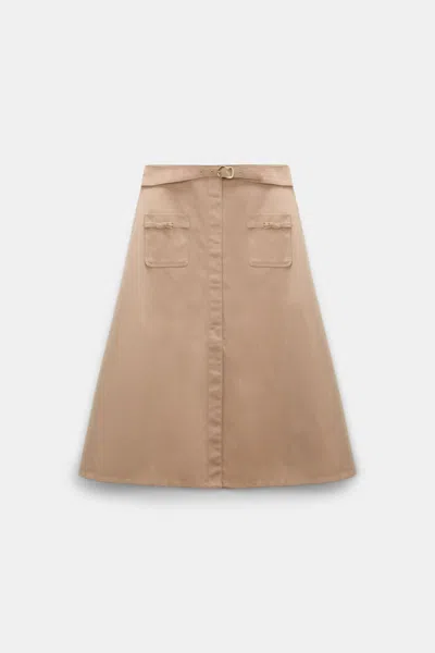 Dorothee Schumacher Technical Cotton Skirt With Belt In Sand