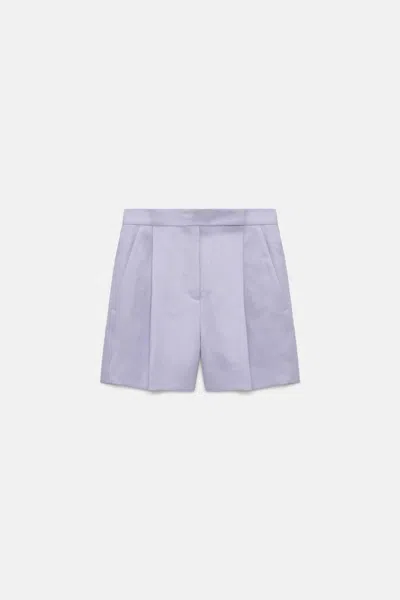 Dorothee Schumacher Technical Linen Shorts In Purple