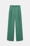 Dorothee Schumacher Technical Linen Wide Leg Pants In Green