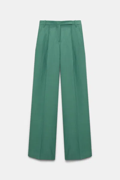 Dorothee Schumacher Technical Linen Wide Leg Pants In Green