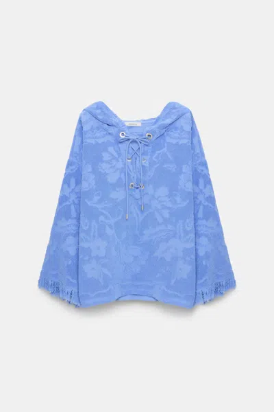 Dorothee Schumacher Terry Floral Jacquard Hoodie In Blue