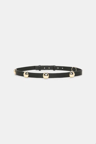 Dorothee Schumacher Thin Leather Belt With Moveable Studs In Black