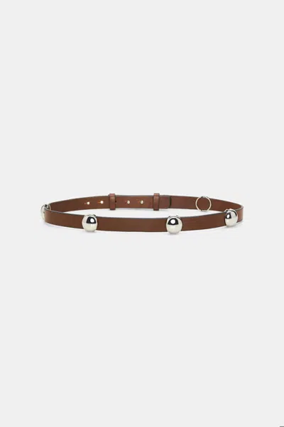 Dorothee Schumacher Thin Leather Belt With Moveable Studs In Brown