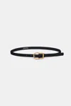 Dorothee Schumacher Thin Leather Belt With Signature Buckle In Black