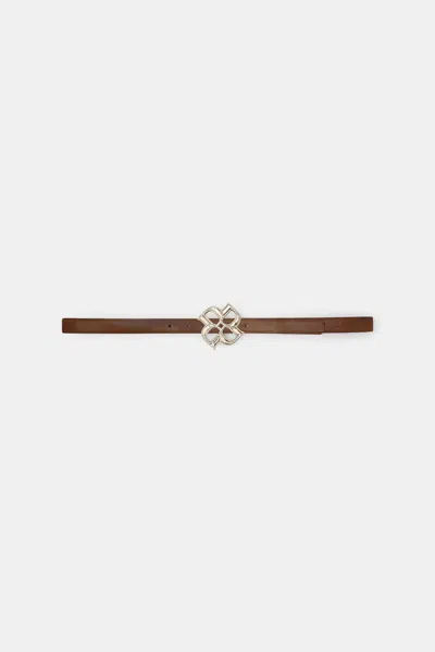 Dorothee Schumacher Thin Pebbled Leather Belt With D-rose Buckle