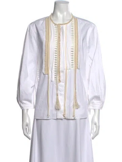 Pre-owned Dorothee Schumacher Three-quarter Sleeve Blouse In Neutrals/white