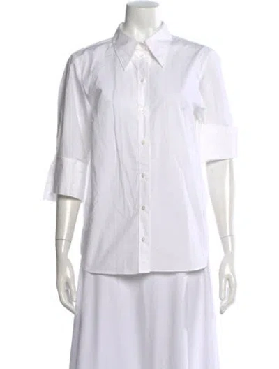 Pre-owned Dorothee Schumacher Three-quarter Sleeve Button-up Top In White