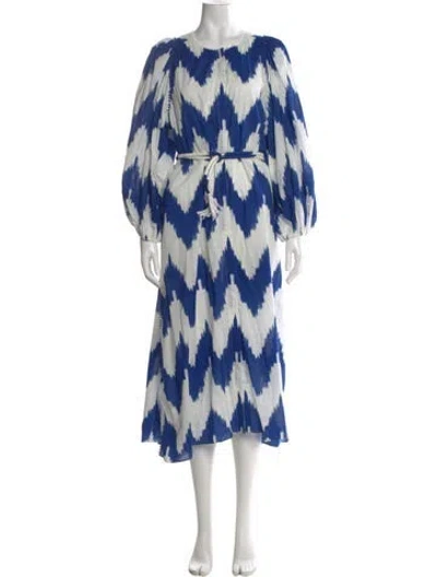 Pre-owned Dorothee Schumacher Tie-dye Print Long Dress In Blue