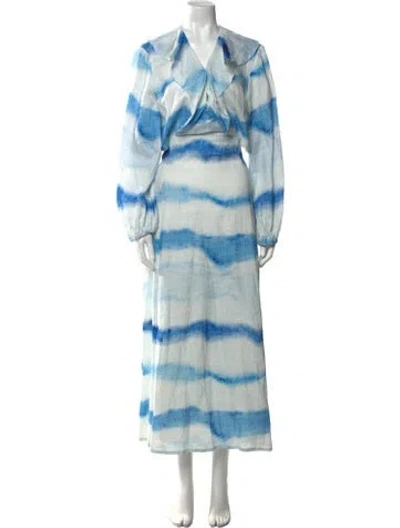 Pre-owned Dorothee Schumacher Tie-dye Print Long Dress In Blue