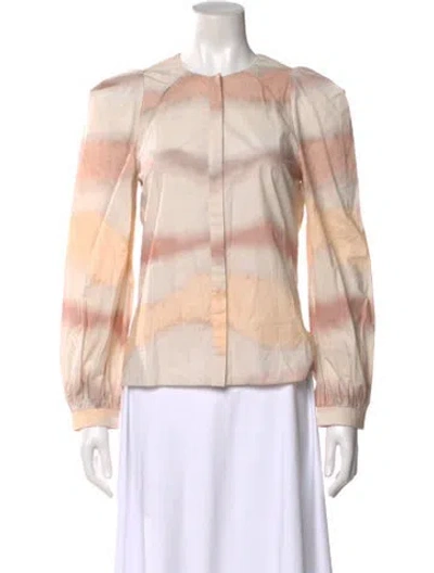 Pre-owned Dorothee Schumacher Tie-dye Print Long Sleeve Blouse In Neutral