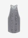 Dorothee Schumacher Gingham Print Silk-viscose Tank Top With Ruffle Trim In Neckline With Thin Straps