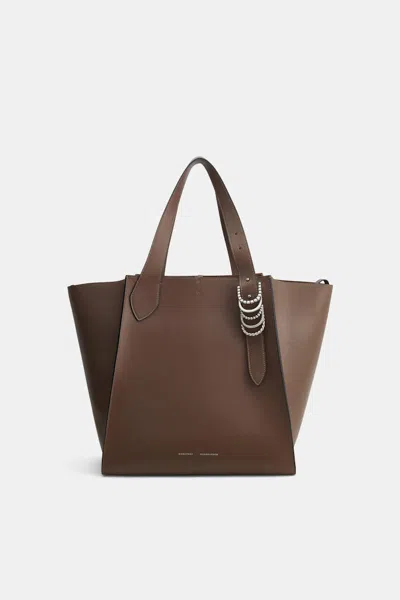 Dorothee Schumacher Tote Bag In Soft Calf Leather With D-ring Hardware In Brown