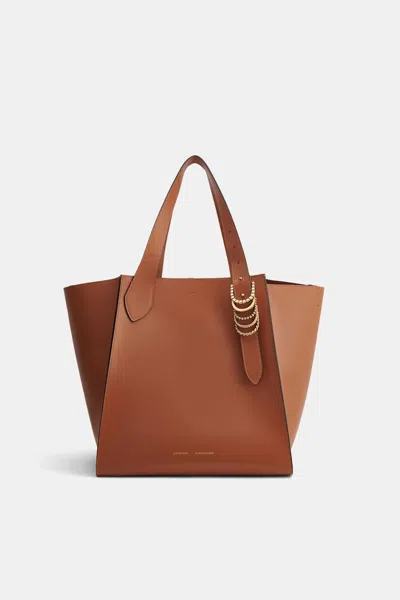 Dorothee Schumacher Tote Bag In Soft Calf Leather With D-ring Hardware In Brown