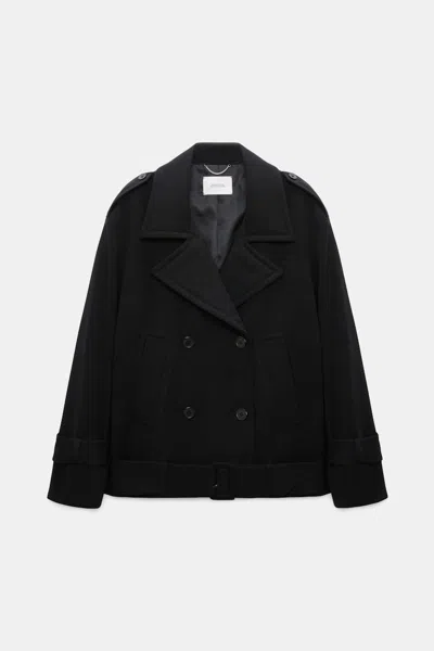 Dorothee Schumacher Trench Coat-style Jacket In Punto Milano In Black