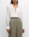 Dorothee Schumacher Trench It Up Ii Button-down Silk Blouse In Camelia White