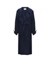 Dorothee Schumacher Double-breasted Trench Coat Dress In Silk Twill In Blue Night