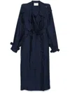 Dorothee Schumacher Double-breasted Trench Coat Dress In Silk Twill In Blue