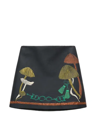 Dorothee Schumacher Trippy Garden Embroidered Mini Skirt In Black