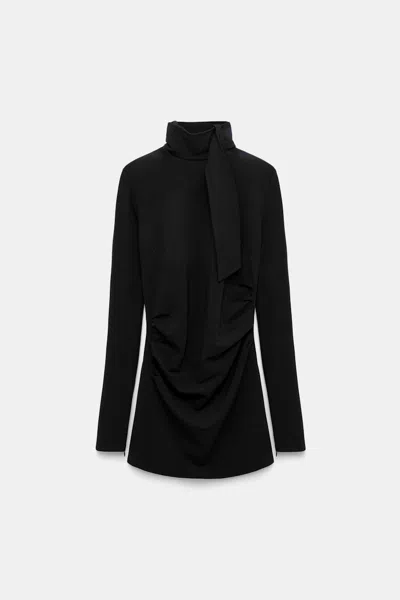 Dorothee Schumacher Turtleneck Top With Loop And Scarf Detail In Black