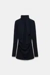 Dorothee Schumacher Turtleneck Top With Loop And Scarf Detail In Blue