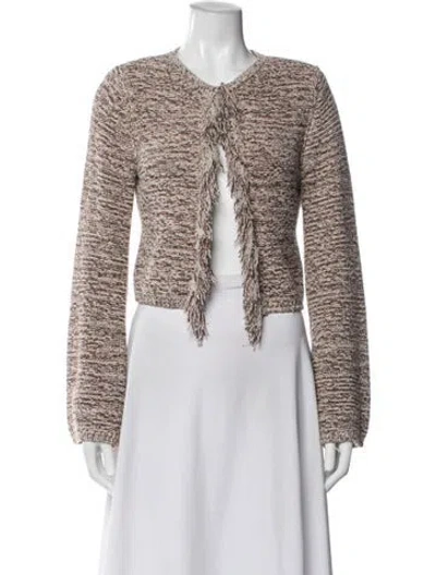 Pre-owned Dorothee Schumacher Tweed Pattern Open Front Sweater In Neutral