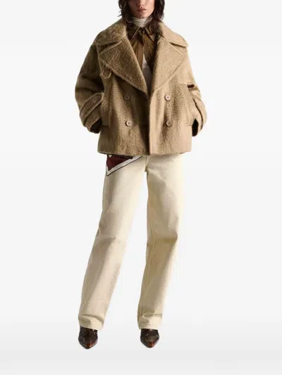 Dorothee Schumacher Urban Attraction Double-breasted Textured Coat In Brown