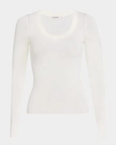 Dorothee Schumacher Urban Merino Scoop-neck Wool Pullover In White