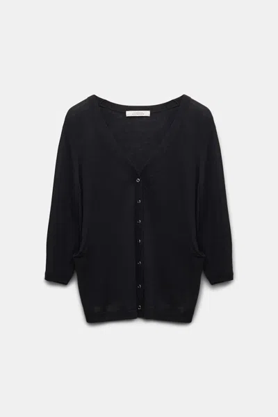 Dorothee Schumacher V-neck Cardigan With Shorter Back In Schwarz