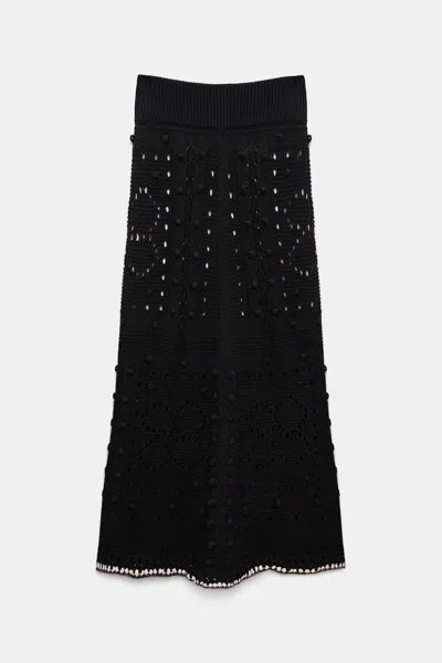 Dorothee Schumacher V-neck Cardigan With Crochet Trim In Black