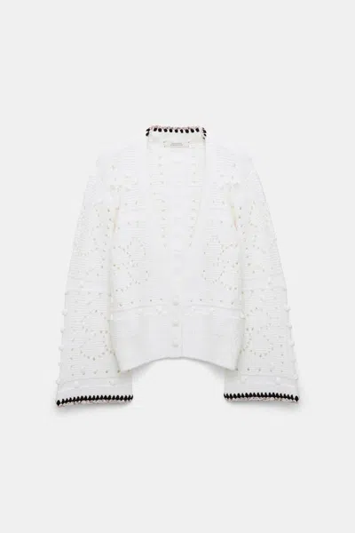 Dorothee Schumacher V-neck Cardigan With Crochet Trim In White